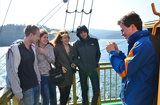 Commemorative photo on a ferry.